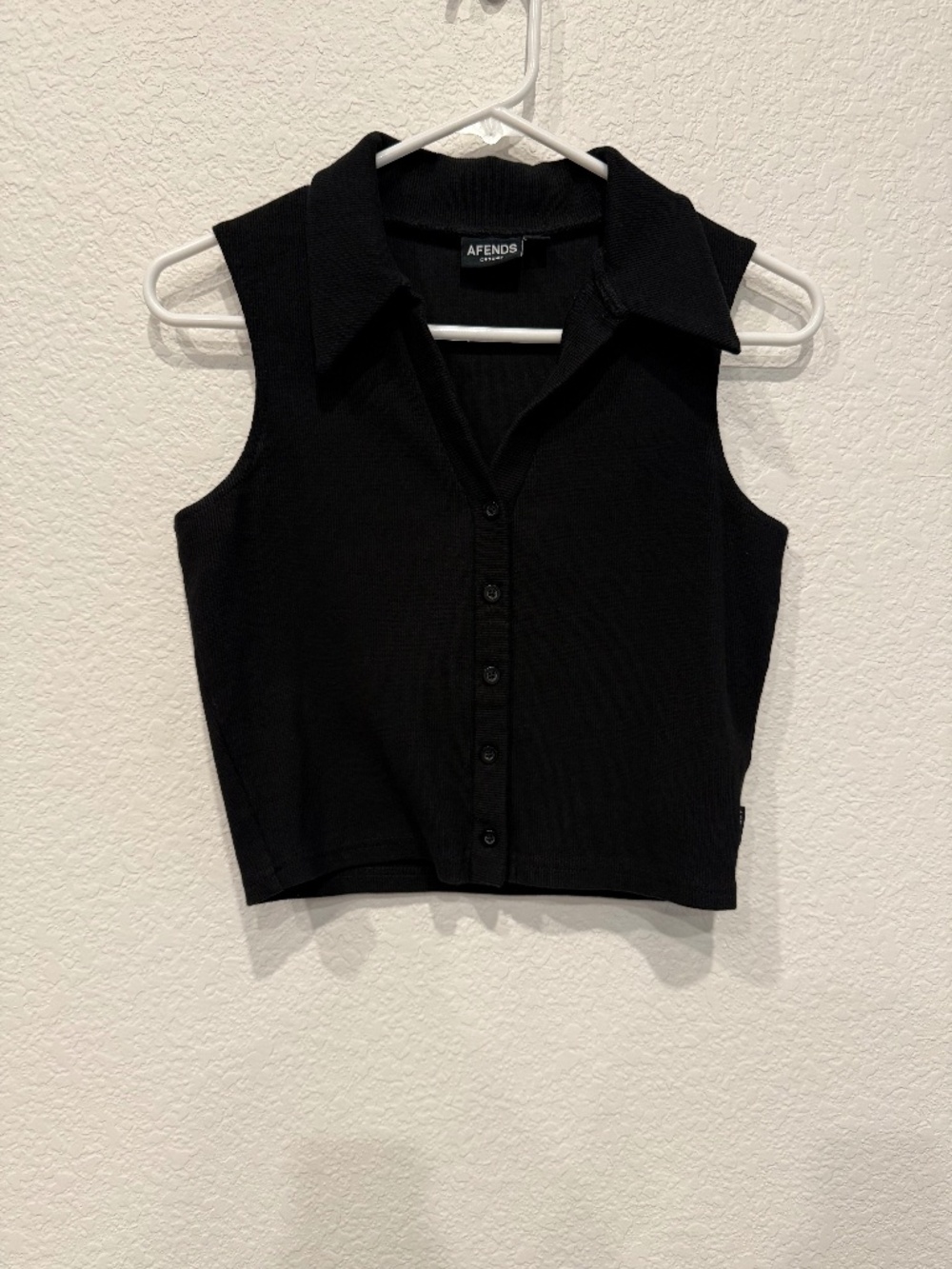 AFENDS Womens Eliza Organic Rib Sleeveless Shirt - Black - Discontinued Color